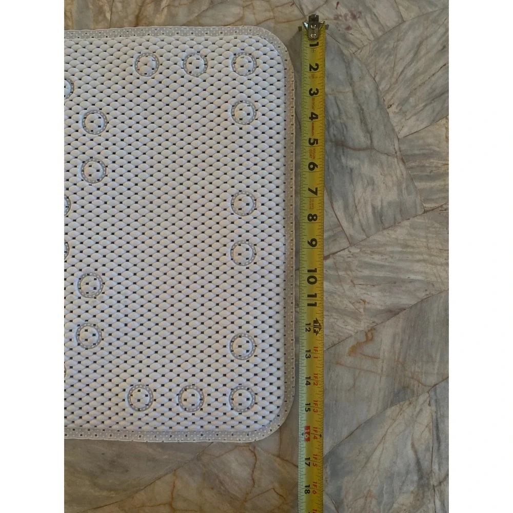 White Non Slip Rubber Bathtub Mat with Suction Cups 27.5x15.5 Rectangle